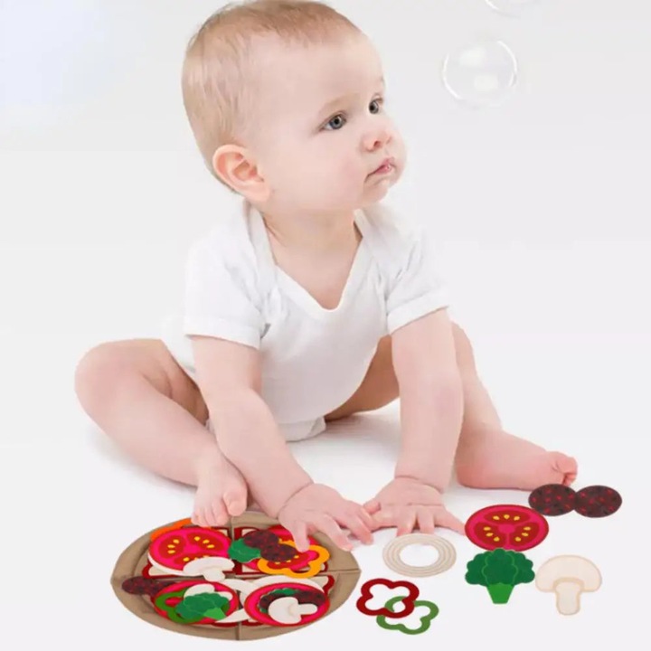 Produktbild Activity Board Filz Pizza Essen Matching Game Set, Mini-Lebensmittel-Set für Kinder Küche, vorgeben, spielen