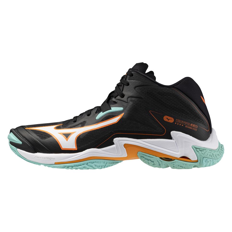 Mizuno, Unisex, Hallenschuhe, Wave Lightning Z8 Mid (46.5), Schwarz, Orange, Grün