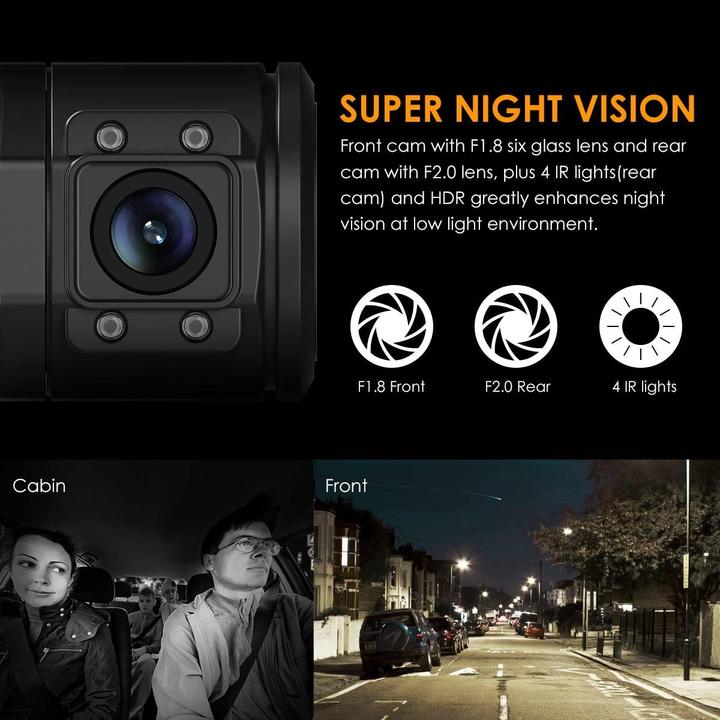 Produktbild Vantrue N2 Pro Dual (Eingebautes Mikrofon, Nachtsicht, Eingebautes Display, WLAN, Bluetooth, GPS-Empfänger, Full HD)