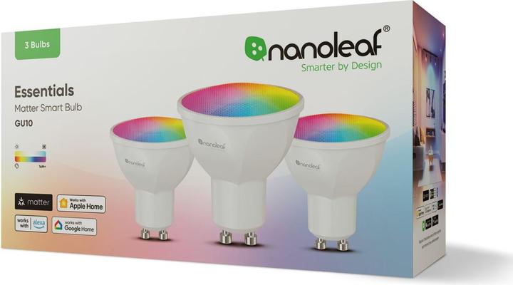 Produktbild Nanoleaf Essentials Smart GU10 Matter 3er Pack (GU10, 5 W, 400 lm, 3 x, G)