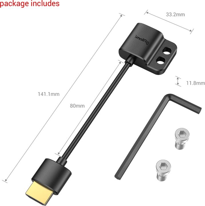 Produktbild SmallRig Ultra Slim 4K HDMI Adapter Kabel (A to A) - 3019 (0.08 m, HDMI, 2.0)