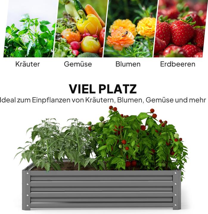 Produktbild Outsunny Hochbeet Stahl Hellgrau