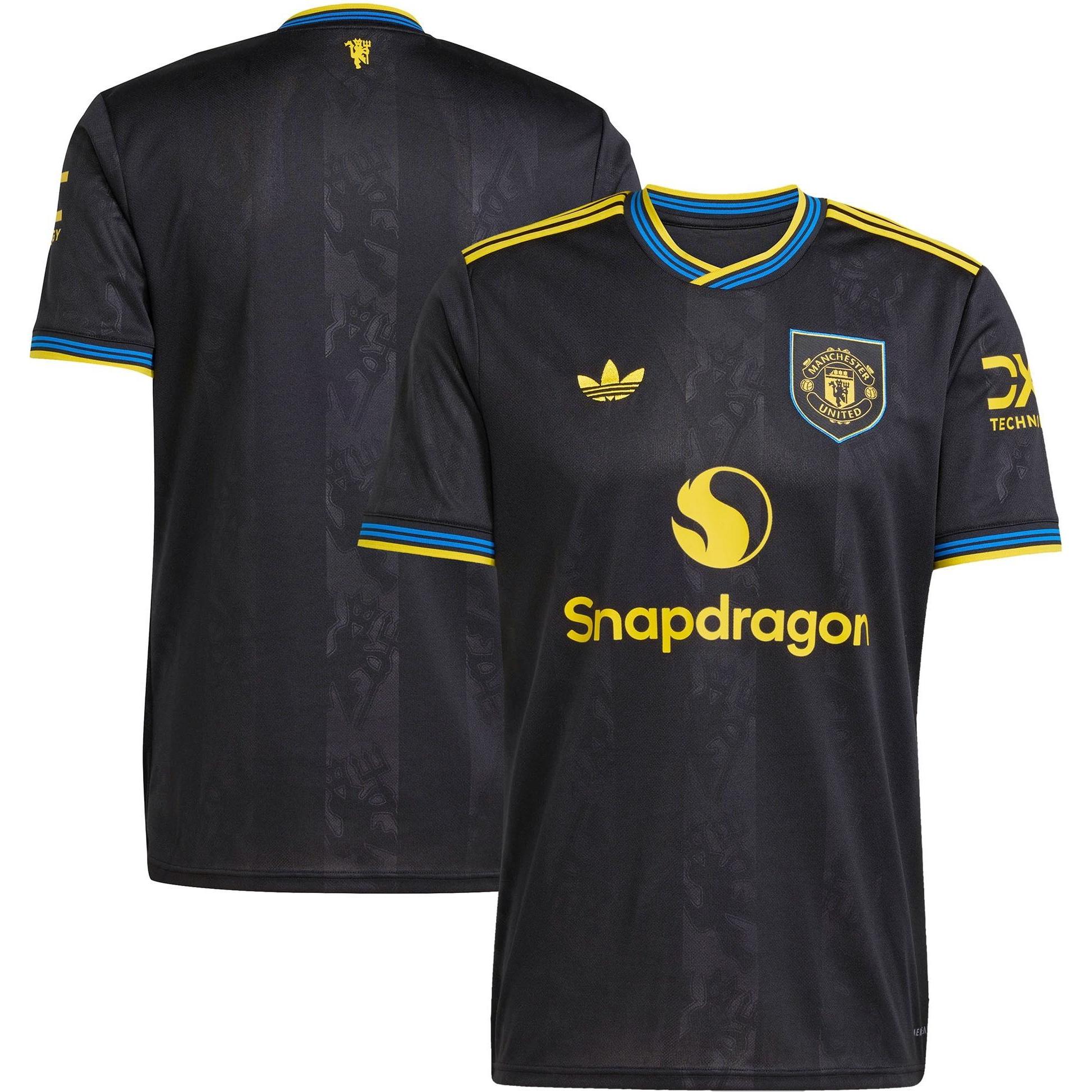 Adidas, Maglietta calcio, Ausweichtrikot von Manchester United (M), Nero, Giallo, M