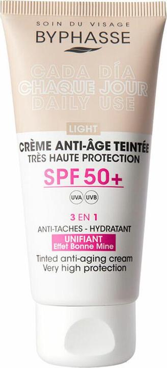Byphasse Anti-Aging-Gesichtscreme mit Farbe Spf 50 Light 50ml (50 ml, Getönte Tagescreme, SPF 50)