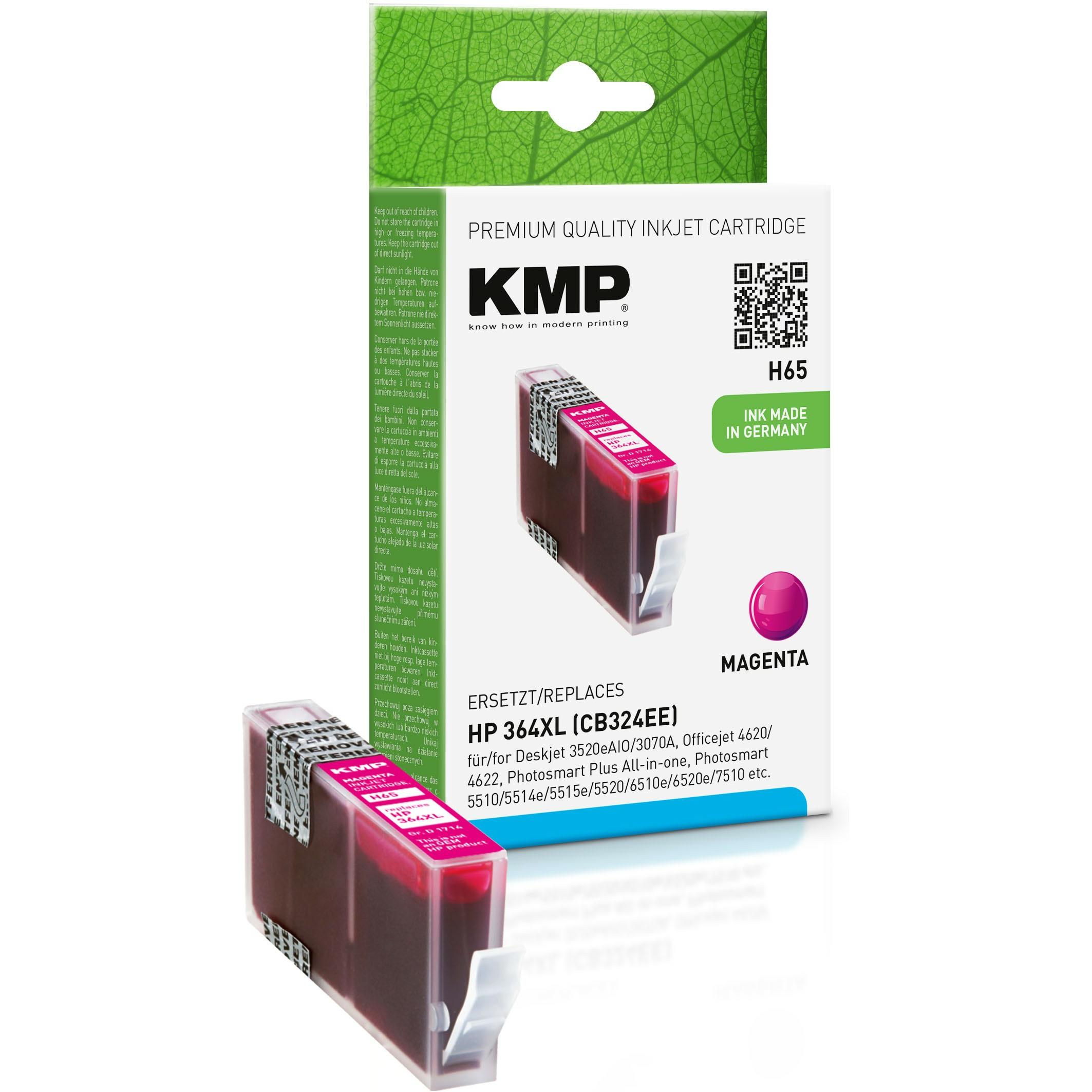 KMP, Druckerpatrone, H65 Tintenpatrone komp. m. HP CB 324 EE No. 364 XL (M)
