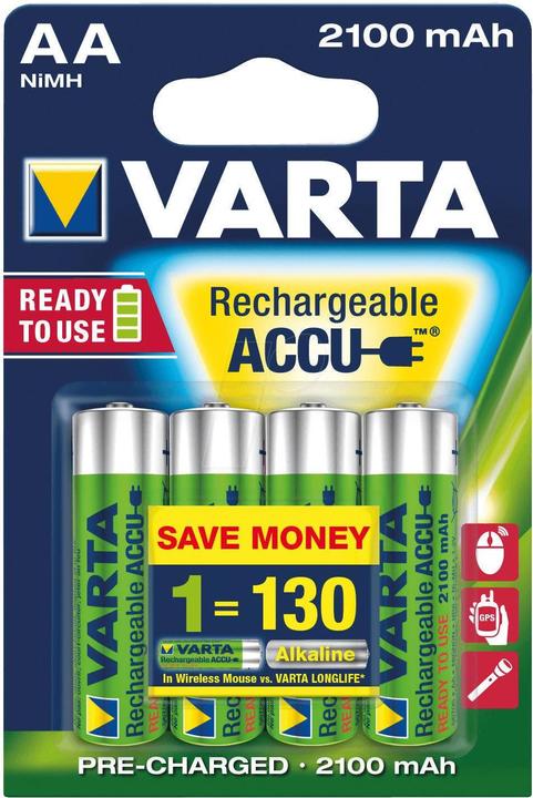 Image du produit Varta Chargeur de poche incl. 4x AA 2100mAh (4 pcs, AA, 2100 mAh, Piles rechargeables + chargeur)