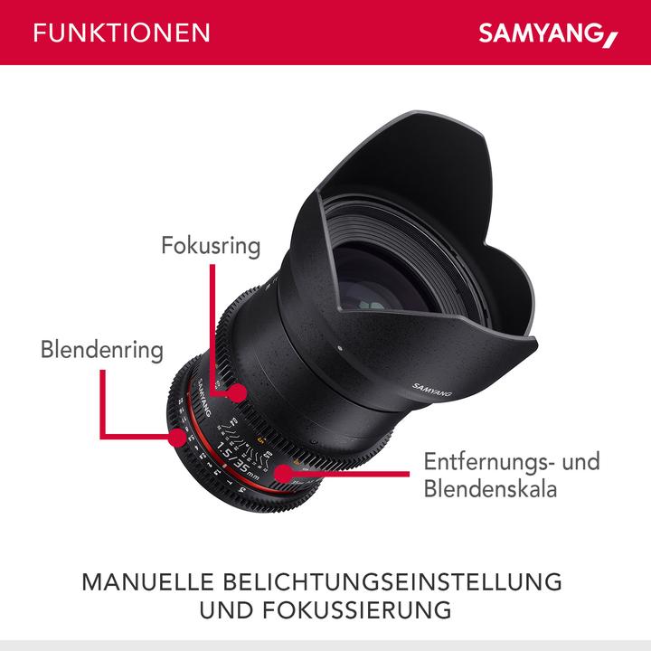 Produktbild Samyang 35mm T1.5 VDSLR II Canon EF (Canon EF, Vollformat)