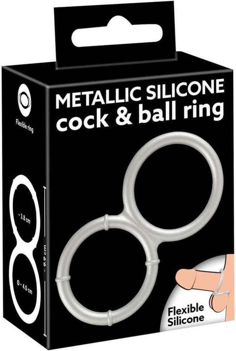 Actual product image You2Toys Metallic Silicone cock and ball ring (4 cm)