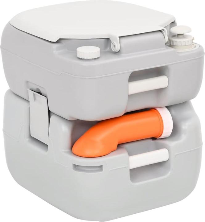 Actual product image vidaXL Camping Toilet Portable Grey and White 22+12 L HDPE