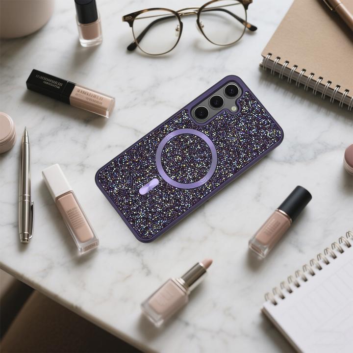 Produktbild Cadorabo Samsung Galaxy S24 PLUS Hülle kompatibel mit MagSafe Glitzer Case (Samsung Galaxy S24+)