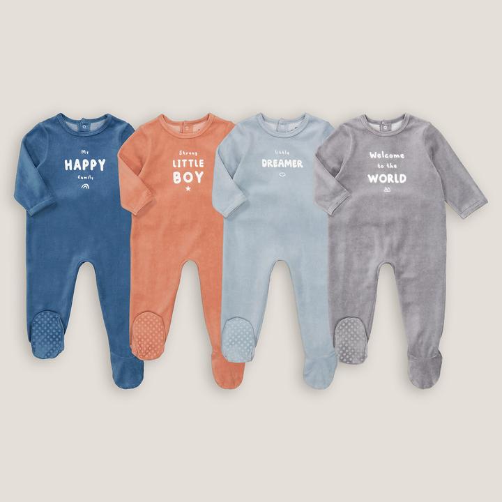 Immagine prodotto La Redoute Collections Confezione da 4 tutine in velluto con scritte (54)