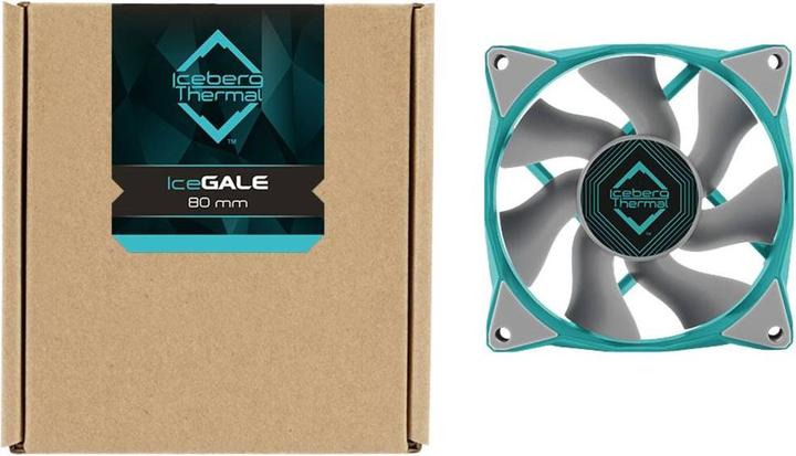 Produktbild Iceberg Thermal IceGALE Computergehäuse Ventilator 8 cm Türkis 1 Stück(e) (80 mm, 1 x)