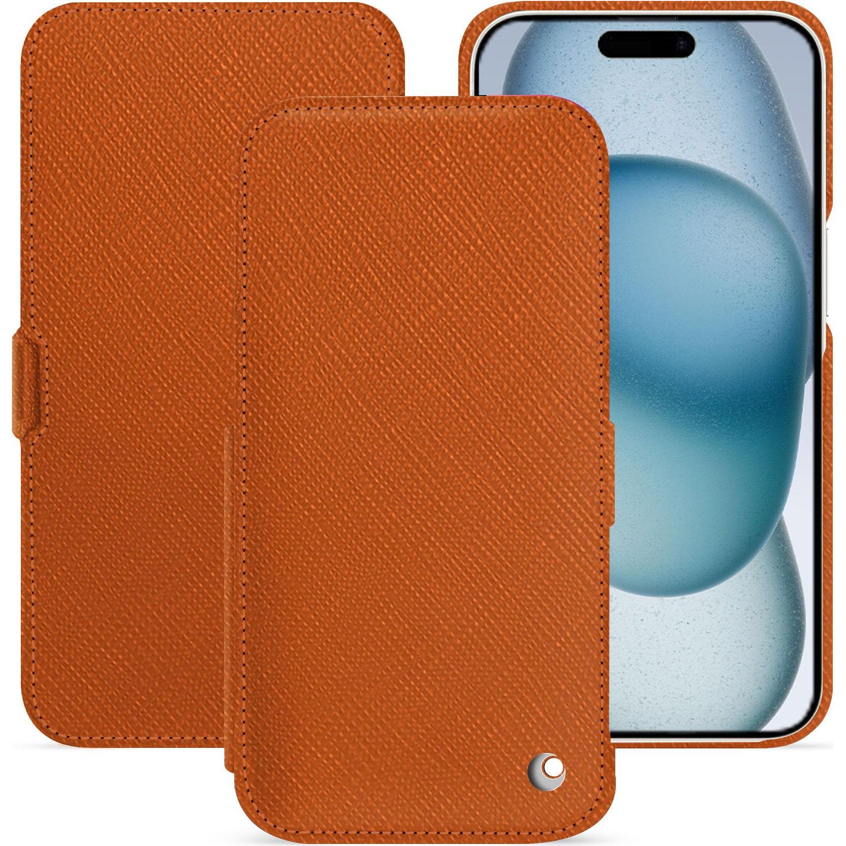 Noreve Lederschutzhülle horizontal (Apple iPhone 15), Smartphone Hülle, Orange