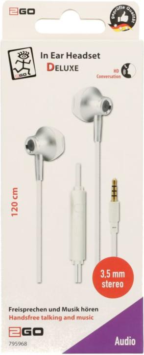 Produktbild 2GO In-Ear Stereo-Headset "Deluxe" - silber (Kabelgebunden)