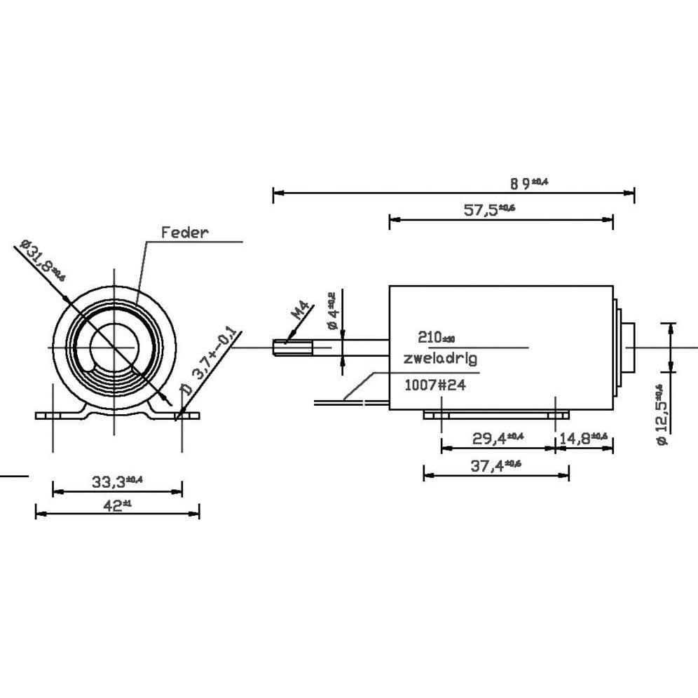 Thumbnail - Tremba, Fördertechnik, ZMF-3258d.002-24VDC,100% Hubmagnet drückend 0.2 N 45 N 24 V/DC 13 W