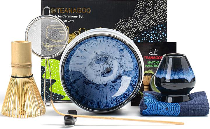 Teanagoo 7-teiliges Matcha-Tee-Set mit Bambus-Schneebesen