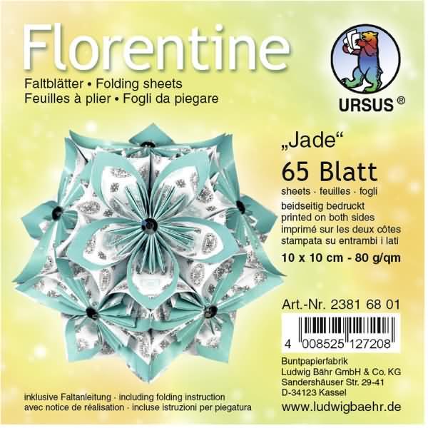 Ursus, Bastelpapier, Faltblätter Florentine Jade 10x10cm (80 g/m², 1 x)