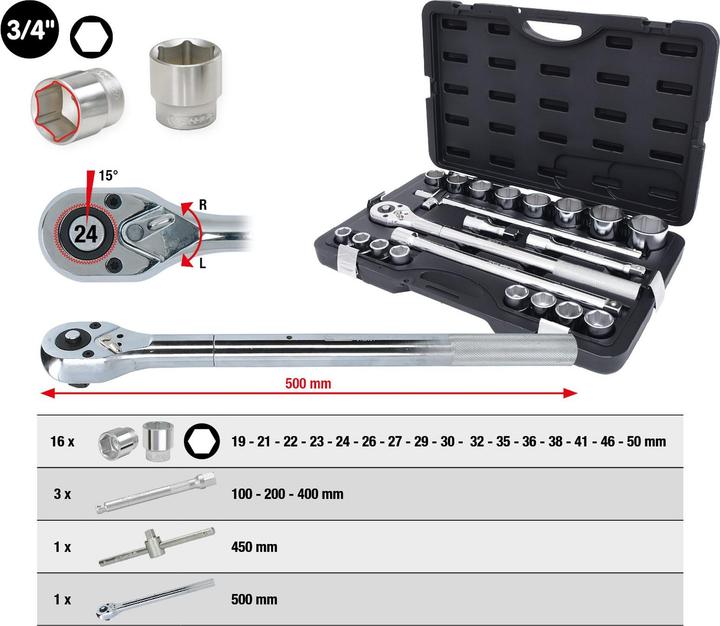 Actual product image KS Tools Socket spanner set (19 mm, 21 mm, 22 mm, 23 mm, 24 mm, 26 mm, 27 mm, 29 mm, 30 mm, 32 mm, 35 mm, 36 mm, 38 mm, 41 mm, 46 mm, 50 mm)