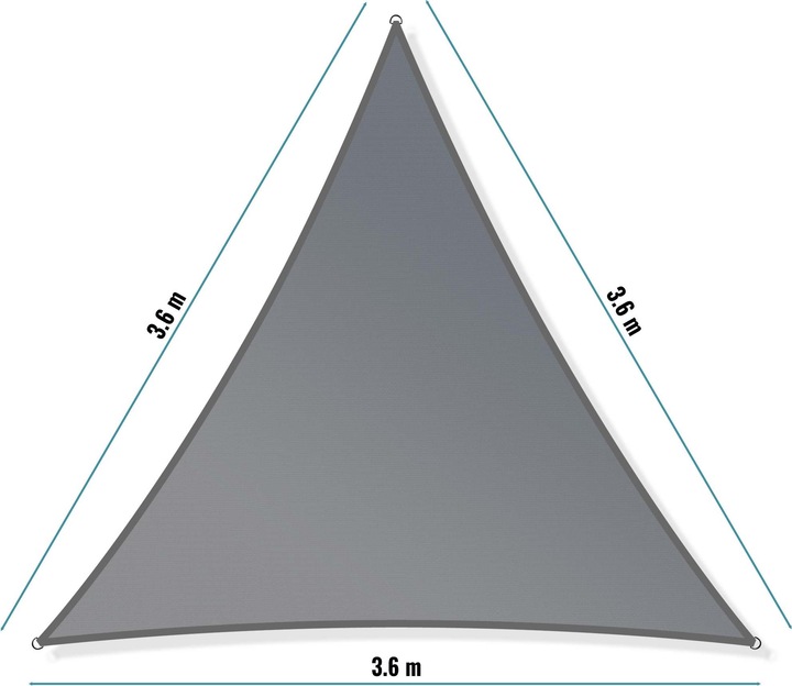 Actual product image Toboli Awning Sun Sail Triangle 3.6x3.6x3.6m Windproof Sun Protection UV 30+, Garden Terrace Balcony