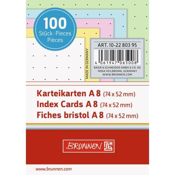 Productafbeelding Indexkaarten A8 gestippeld assorti PU=100 stuks (A8, 180 g/m²)