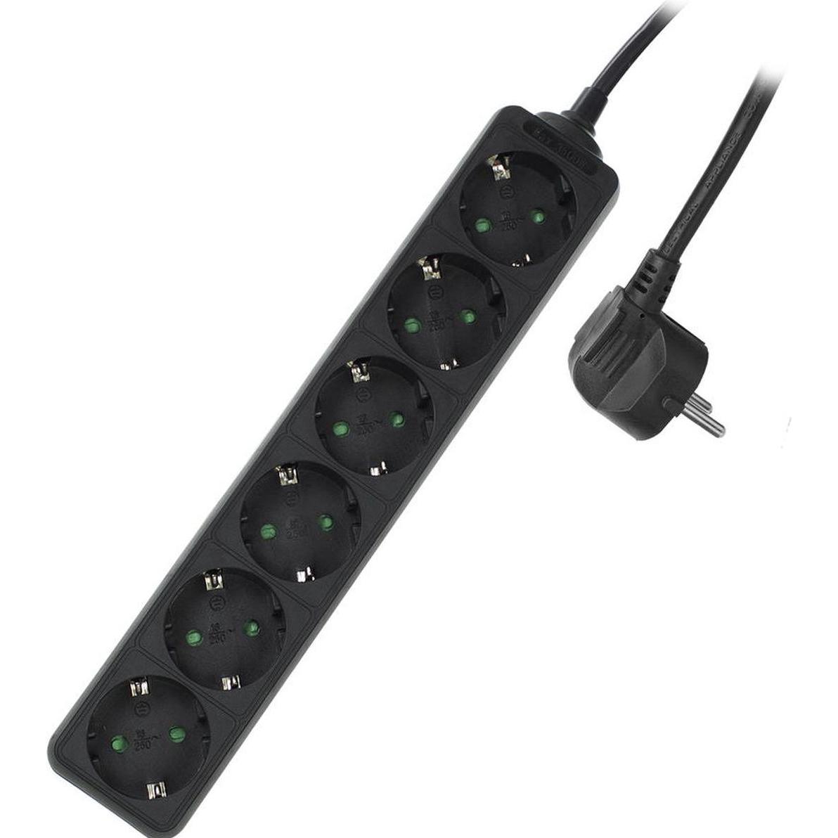 ACT, Ciabatta multipresa, Power Strip, 6 sockets, 3 m, black (6 x, CEE 7/3, 3 m)