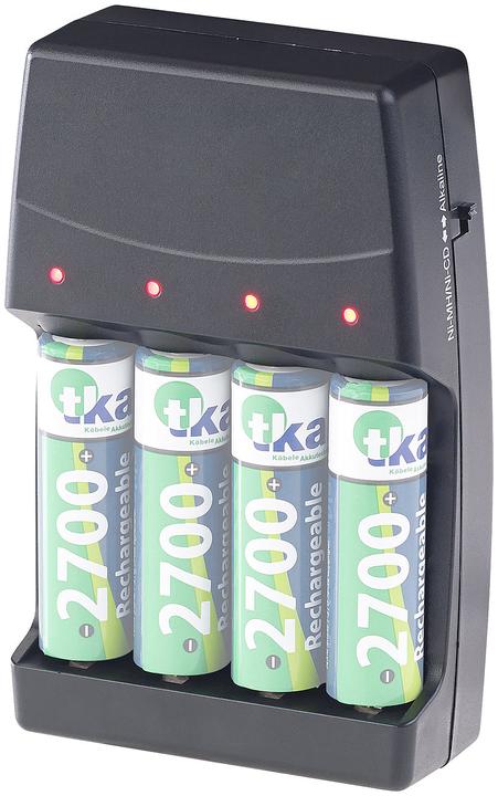 Revolt 2in1-Ladegerät für NiMH-/NiCd-Akkus & Alkaline-Batterien (1 Stk., Ladegerät inkl. Akku)