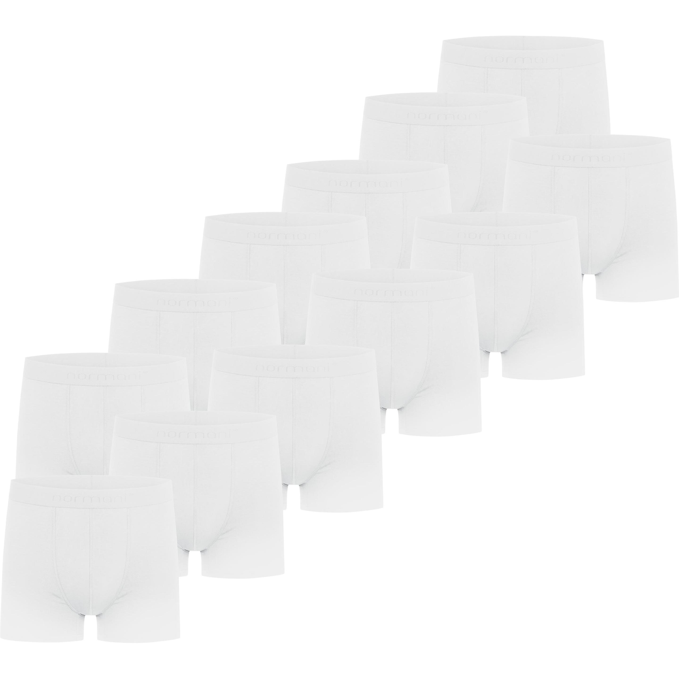 Normani, Herren, Unterhosen, 12 Herren Bambus-Boxershorts - 8883, Weiss, (S, 12er Pack)