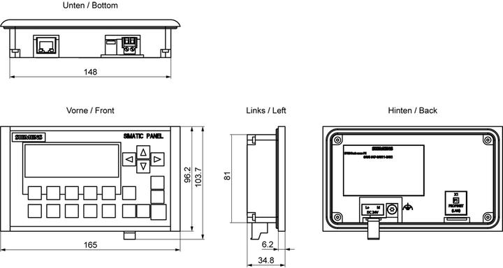 Actual product image Siemens SIMATIC HMI KP300 Basic mono PN, Basic Panel