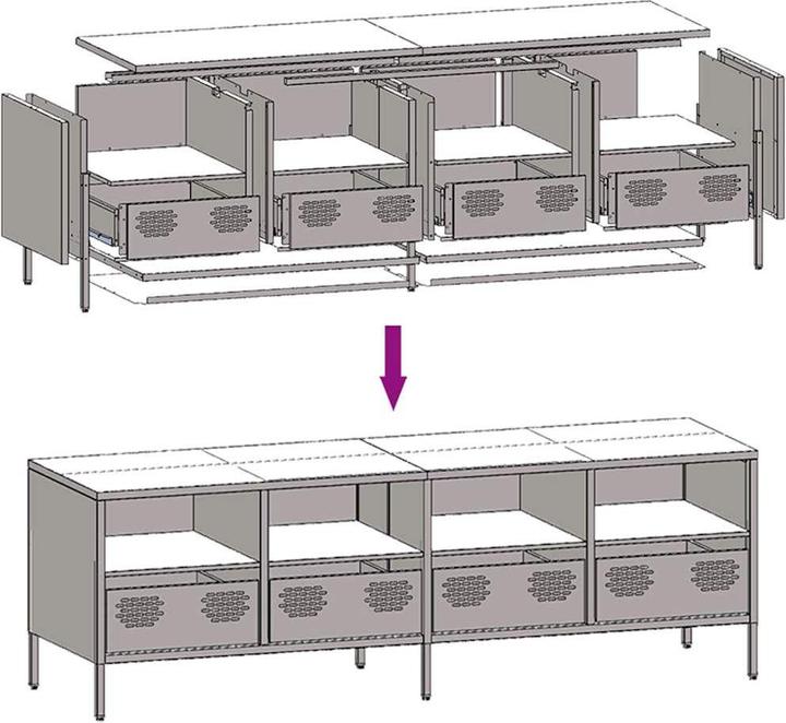 Produktbild vidaXL TV Schrank Lowboard Fernsehschrank Fernsehtisch Rosa Kaltgewalzter Stahl (135 x 39 x 43.5 cm)