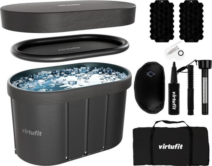 Virtufit Vasca per ghiaccio ovale - Antracite - 500 litri (120 cm, 70 cm)
