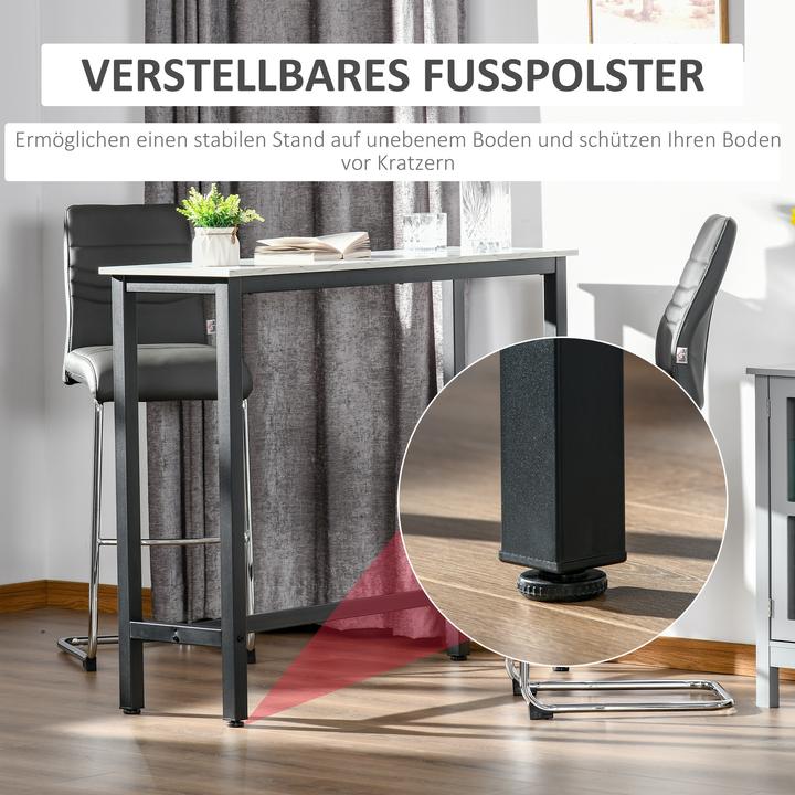 Produktbild Homcom Bartisch Spanplatte, Stahl Weiss+Schwarz (120 x 40 x 100 cm)