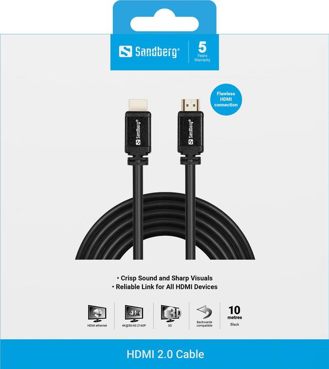 Image du produit Sandberg HDMI (Typ A) — HDMI (Typ A) (10 m)