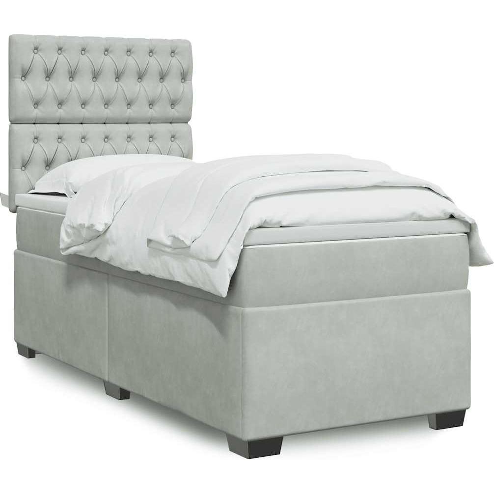 VidaXL, Bett, Bo x springbett mit Matratze 90 x 190 cm Samt (90 x 190 cm)