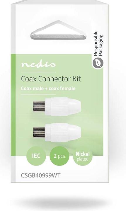 Image du produit Nedis Connecteur IEC (coaxial) Mach o + prise - droite 2 ON (Fiches et connecteurs)