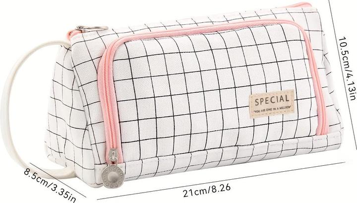 Actual product image Only-Bags.Store Multi-Compartment Pencil Case - Durable Twill Fabric, Handheld Pen & Stationery Organiser for