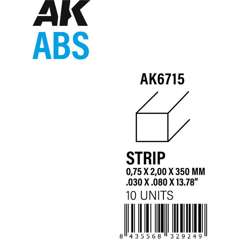 AK Interactive Strips 0.75 x 2.00 x 350mm - ABS STRIP