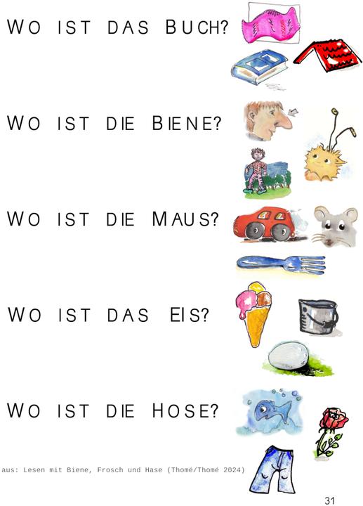 Immagine prodotto Thomé:Lesen mit Biene, Frosch und Hase (Tedesco, D. Orie, Dorothea Thomé, Kurzi Shortriver, Prof Dr Günther Thomé, 2024)