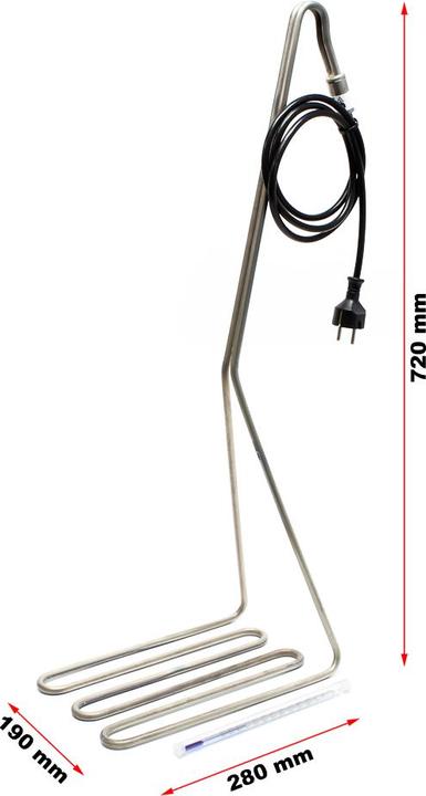 Produktbild Wiltec Speidel Edelstahl Flächentauchsieder Thermometer 3200W Steckerkabel Tauchsieder