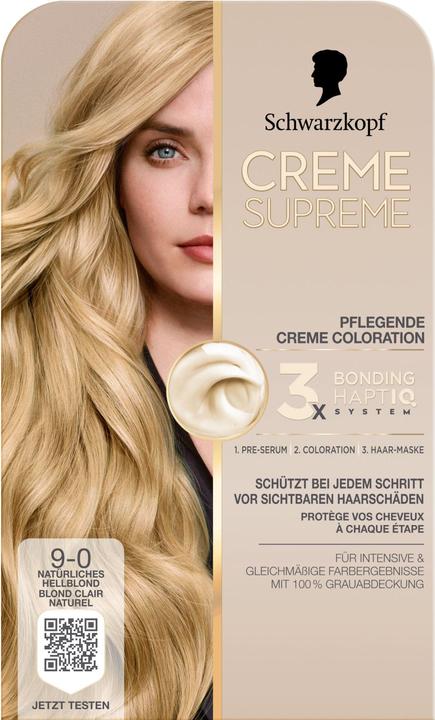 Produktbild Schwarzkopf Creme Supreme Creme Supreme Coloration 9-0 Natürliches Hellblond (9-0 Natürliches Hellblond)