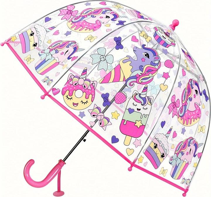 Produktbild Alopini Bunte Prinzessin Regenschirm mit Tasche Rand niedlichen transparenten Kunststoff gedruckt Einhorn