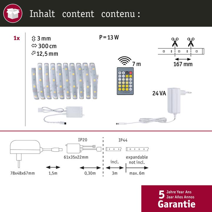 Image du produit Paulmann MaxLED 250 Stripe Set (Blanc chaud, Blanc froid, Blanc neutre, 300 cm, Intérieur)