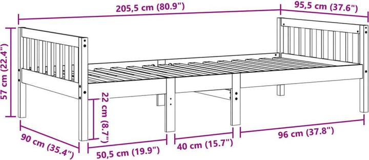 Produktbild vidaXL Kinderbett ohne Matratze (90 x 200 cm)
