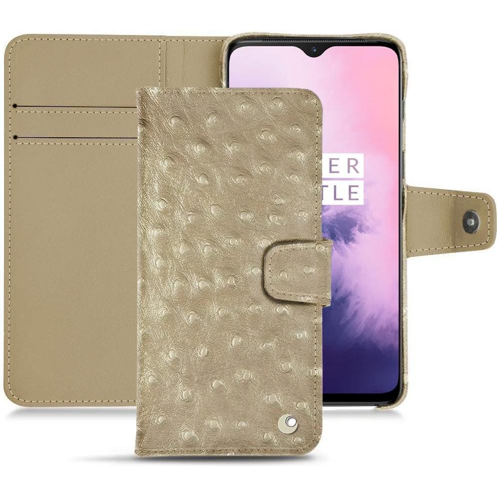 Noreve Lederschutzhülle Wallet (OnePlus 7), Smartphone Hülle, Beige