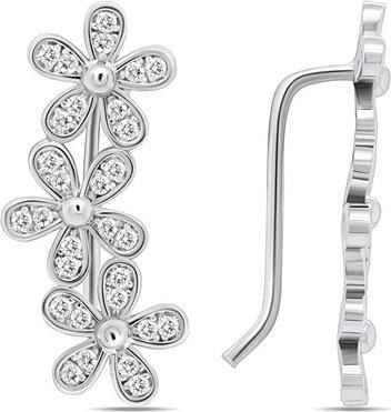 Image du produit Brilio Silver - Boucles d'oreilles Tender longitudinal en argent avec fleurs en zircon EA225W
