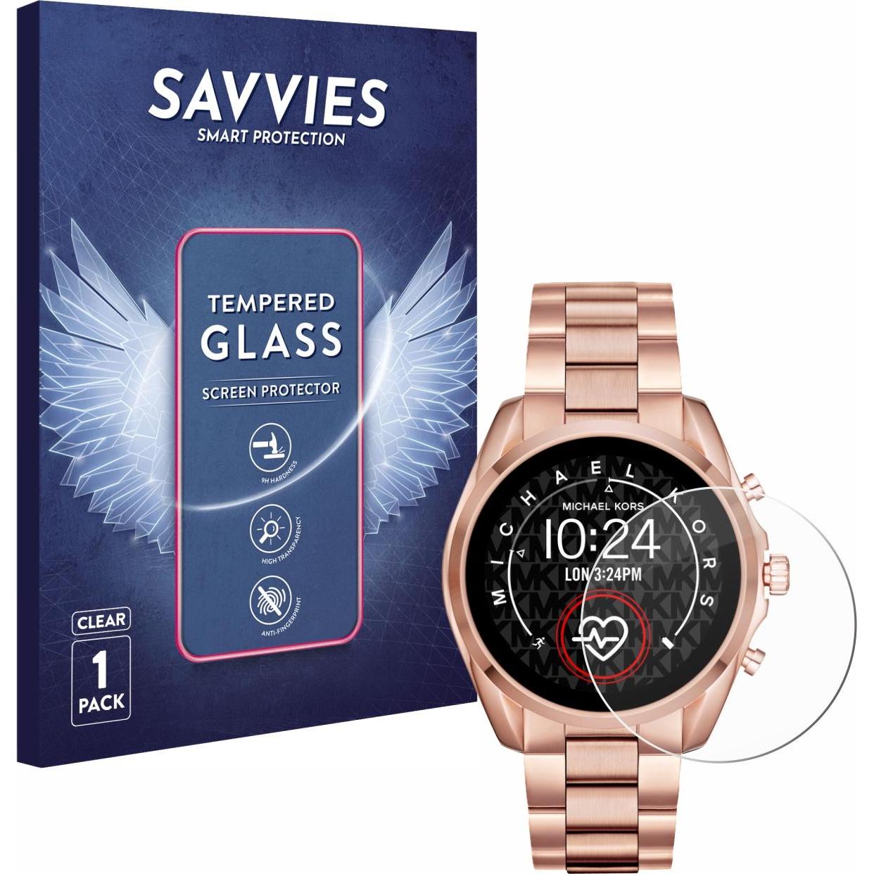 Savvies Panzerglas Hartglas Displayschutz, Smartwatch Schutzfolie, Transparent