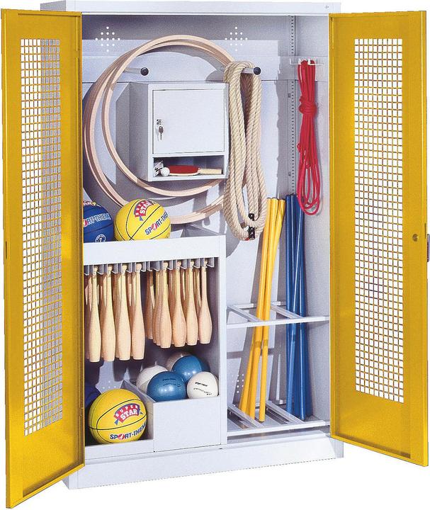 Actual product image C+P Sports equipment cabinet (HxWxD: 195x120x50 cm, with perforated sheet metal hinged doors, type 1)