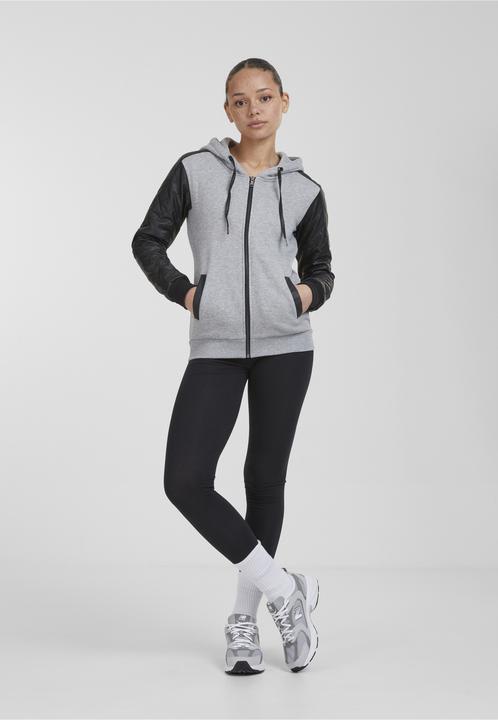 Produktbild Urban Classics Ladies Diamond Leather Imitation Sleeve Zip Hoody (XS)