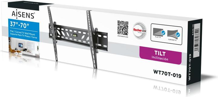 Produktbild Aisens Soporte de pared wt70t-019 para pantallas 37-70'/94-177cm hasta 50kg inclinable vesa max. 600 (Wand, 50 kg, 37" - 70")
