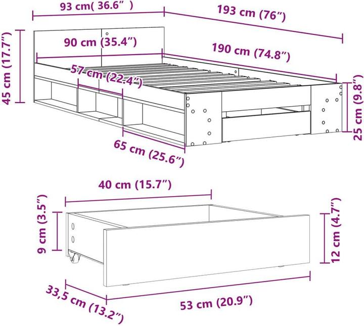 Image du produit vidaXL Bettgestell (90 x 190 cm)