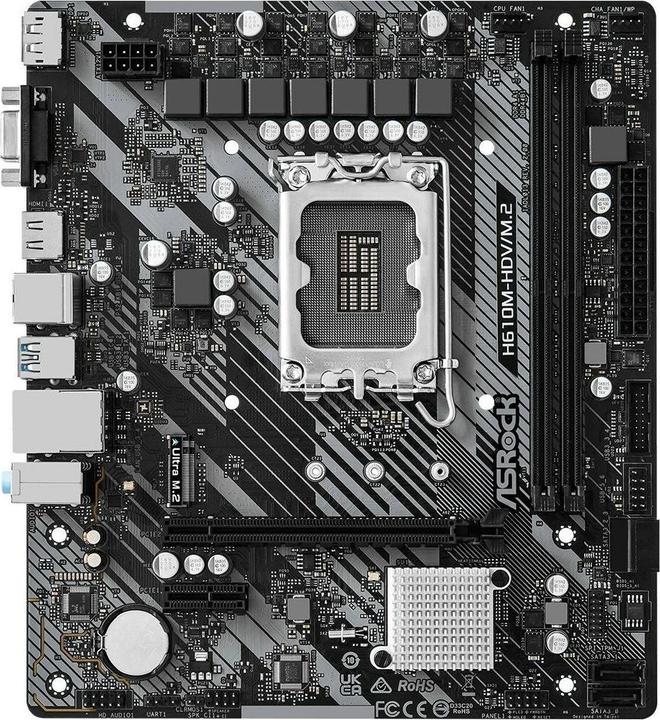 Actual product image AsRock H610M-HDV/M.2 R2.0 (LGA 1700, Intel H610, mATX)